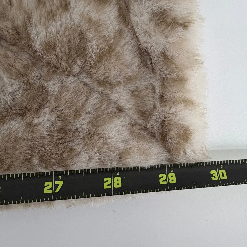 Minky Couture Leopard Print Faux Fur Plush Baby Blanket Tan Cream 30x36